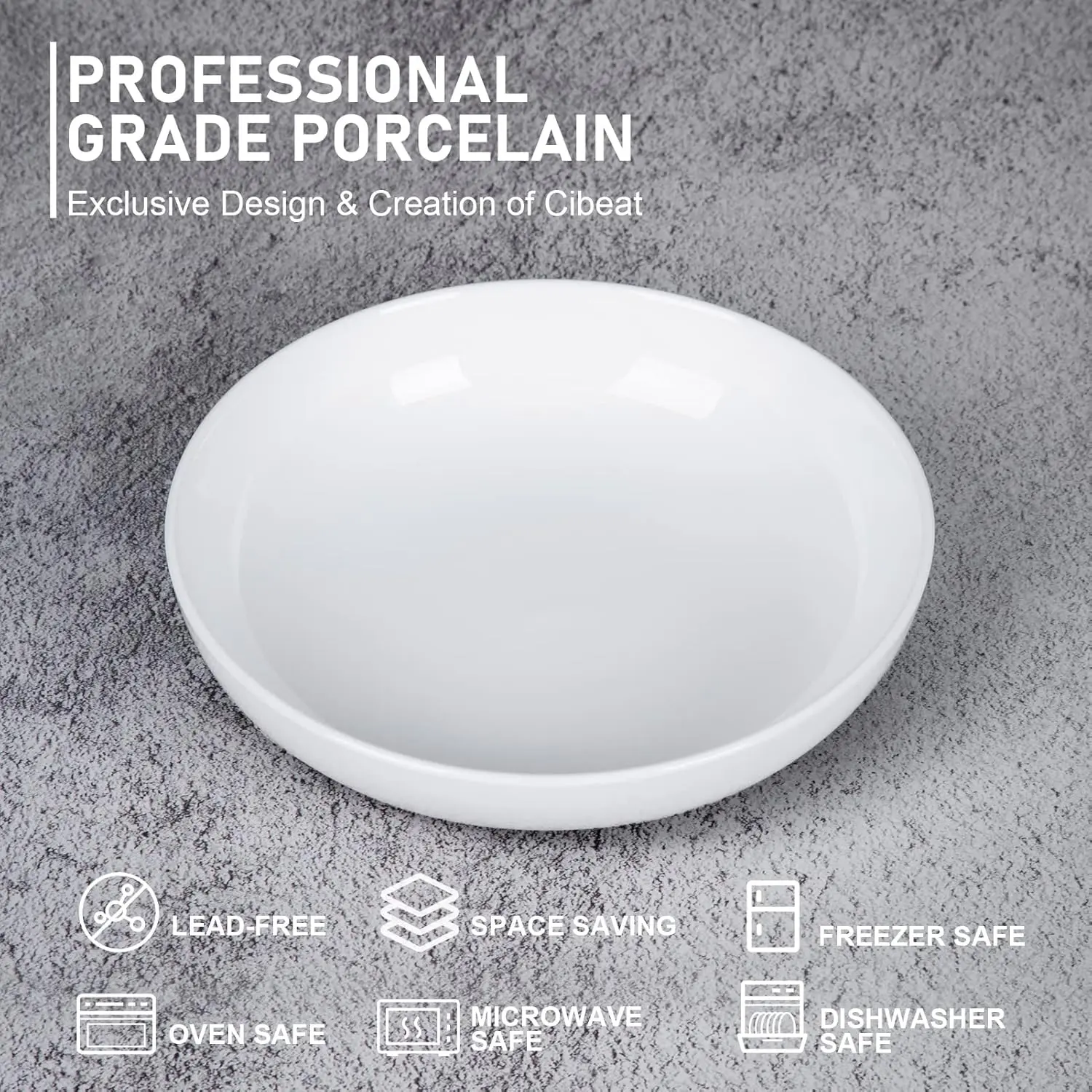 مجموعة أوعية معكرونة من البورسلين سعة 22 أونصة مكونة من 6 أطباق من السيراميك الفاخر ذات سعة كبيرة للسلطة والحساء، وعاء تقديم، آمن للاستخدام في غسالة الأطباق