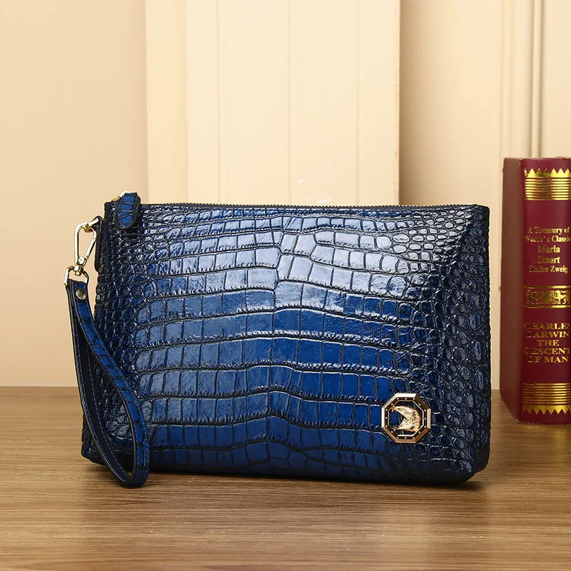 New European and American alligator belly hand bag real leather man business envelope bag man bag large volume handbag