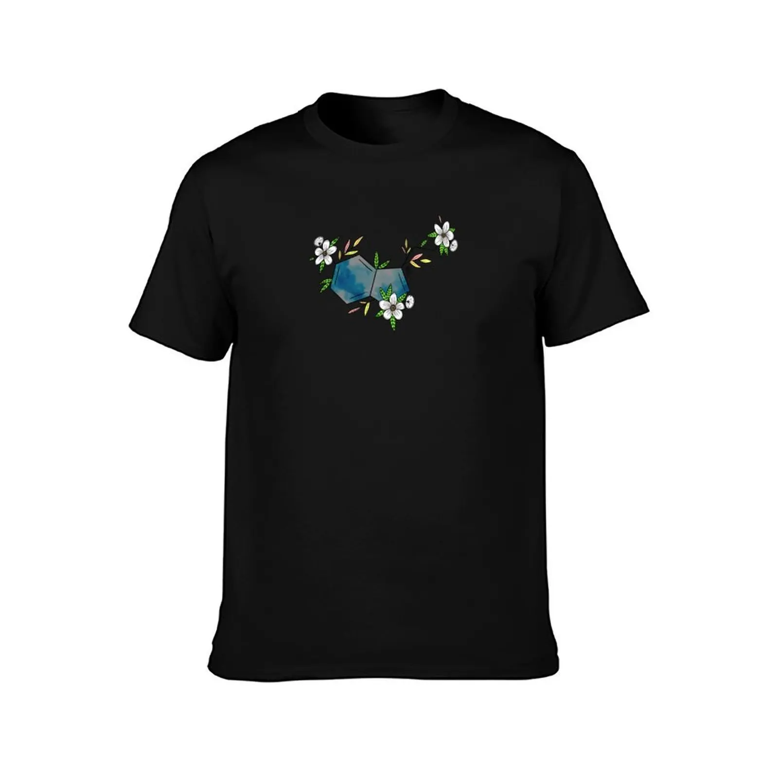 Serotonin with Flowers T-Shirt Active Sports Short Sleeve Cotton Shirt T-Shirt