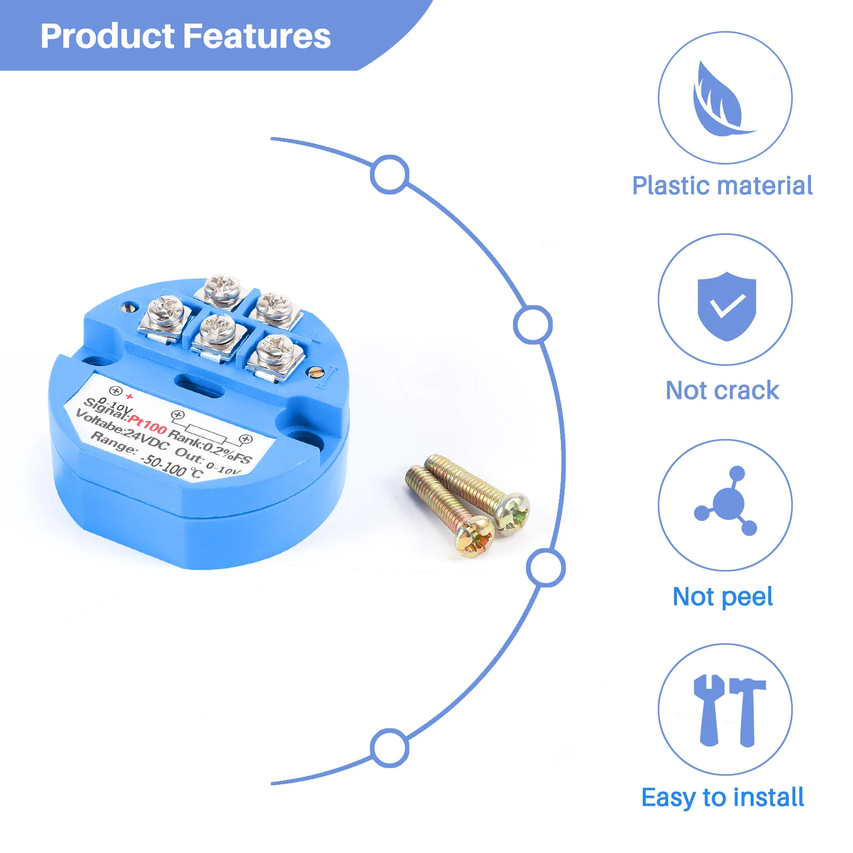 RTD PT100 Temperature Transmitter DC24V Minus 50 ~ 100 degree Output 0-10V