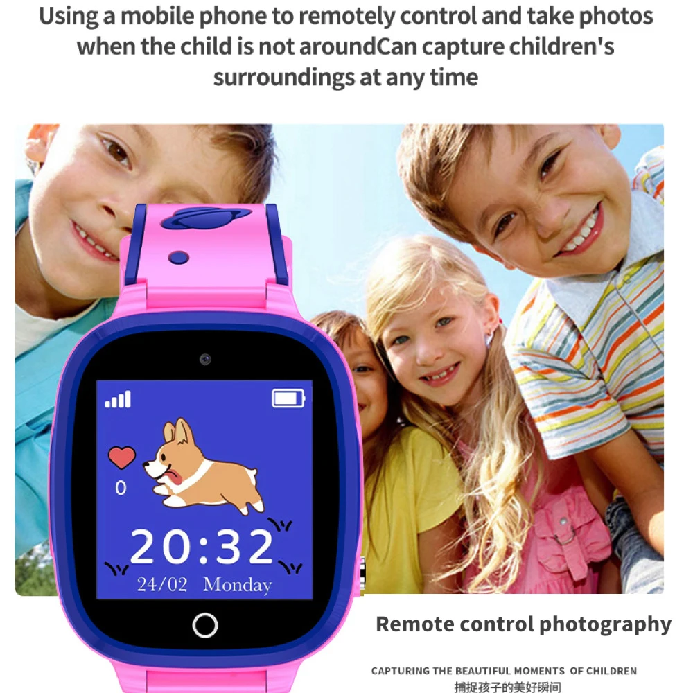 2024เด็กแบบใหม่สมาร์ทวอท์ชการแชทด้วยเสียง SOS โทร LBS กล้องกันน้ำได้สำหรับเด็กนักเรียนซิมการ์ดสมาร์ทวอทช์ของขวัญ