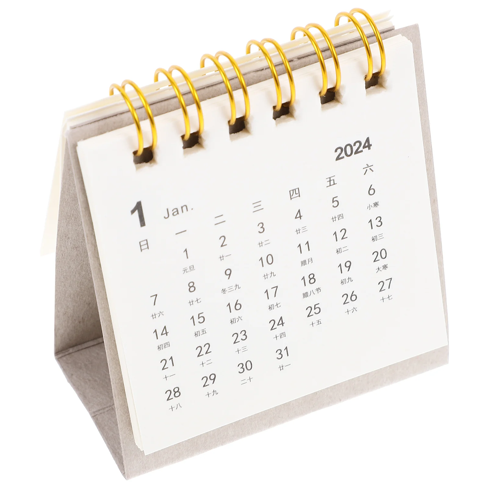 

2024 Mini Desktop Calendar Small Monthly Planner Brown Kraft Paper Clear Month Weekdays View Office Home Accessory Gift