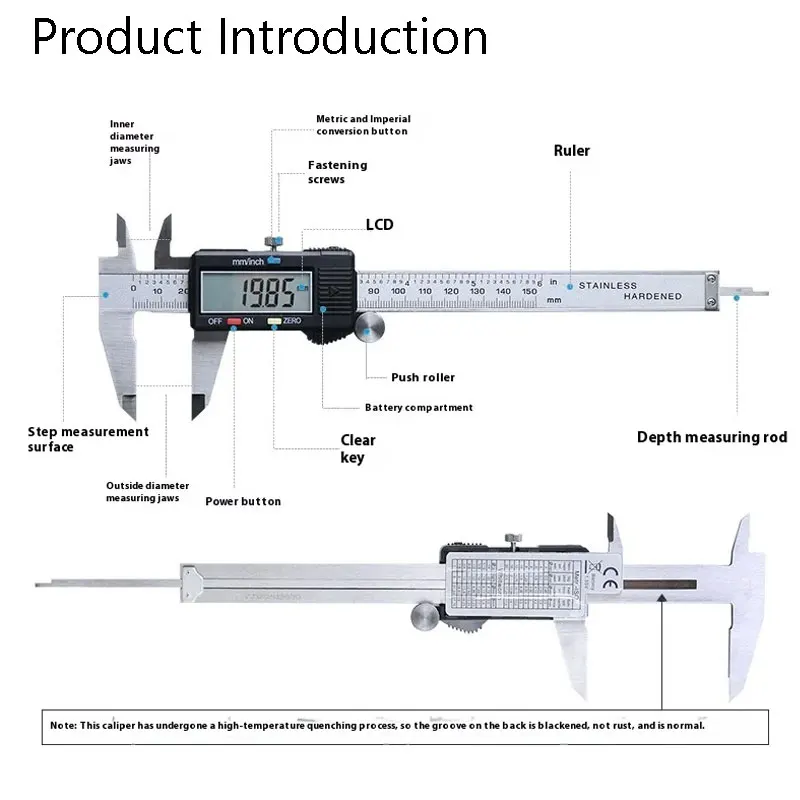 Stainless Steel Electronic Digital Vernier Caliper 6Inch 0-150mm Measuring  Instrument Tool stainless steel mini Vernier caliper