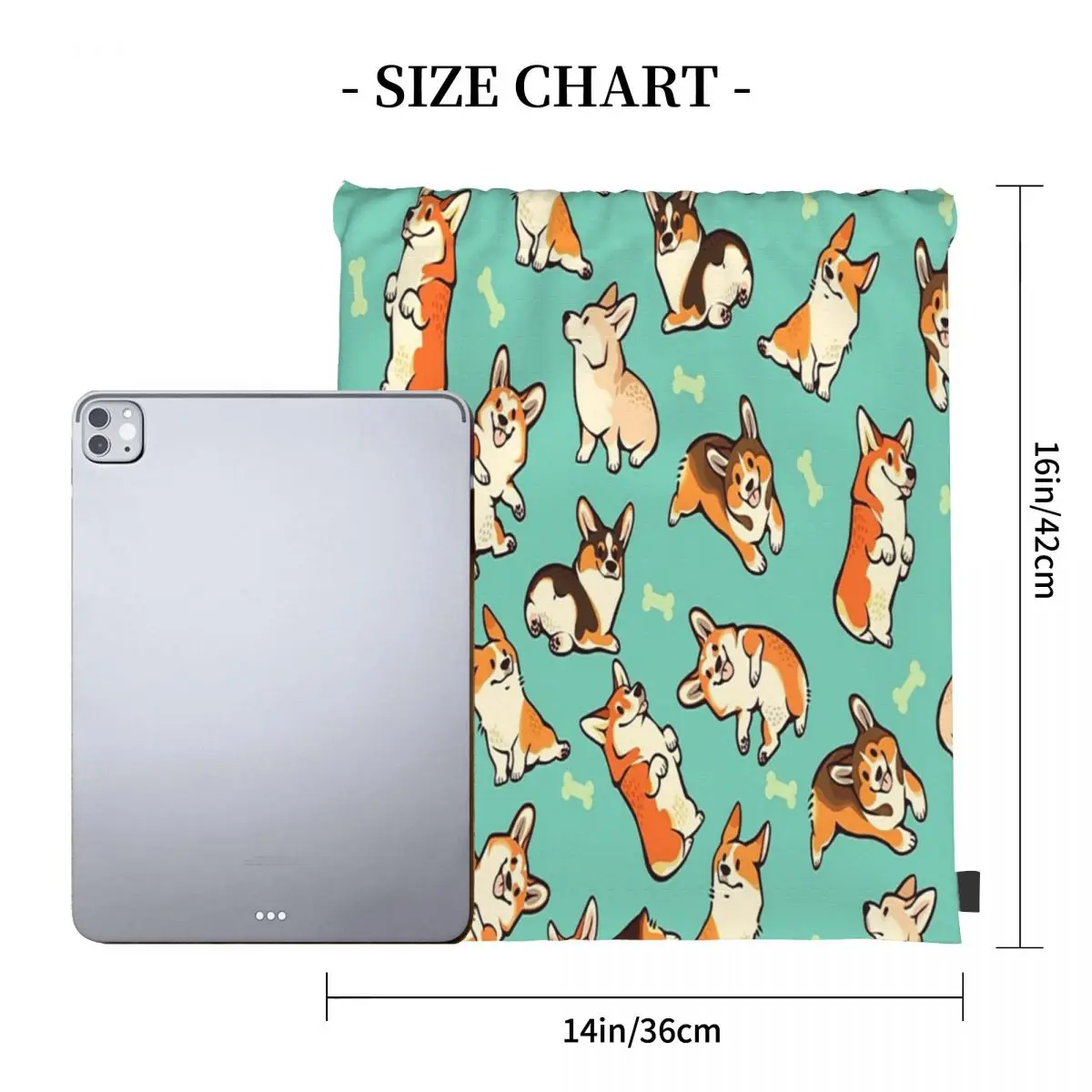 Jolly Corgis In Green Backpacks Portable Drawstring Bags Drawstring Bundle Pocket Sundries Bag Book Bags For Travel Students