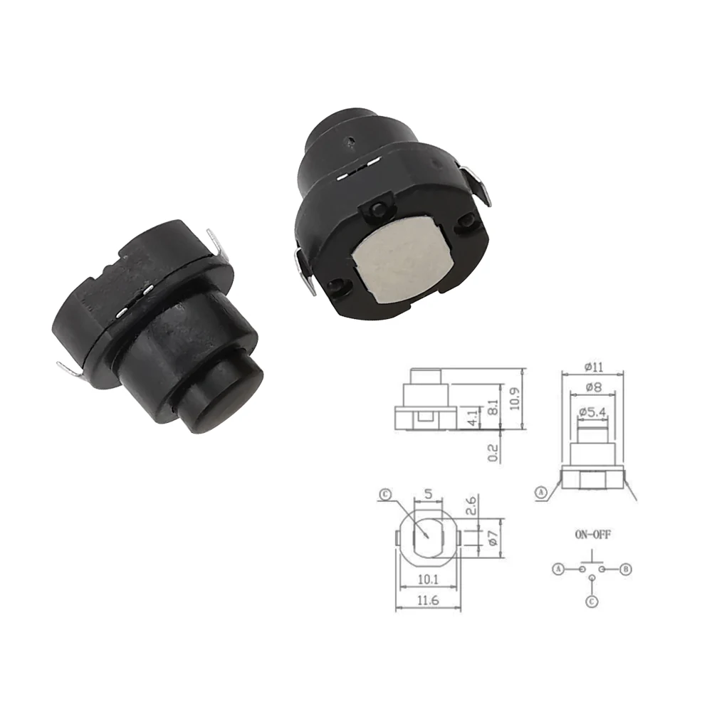 Mini Round Push Button Switch for Flashlight Torch Light Lamp Wall Outlet Mini On Off Switch DC 30V 1A