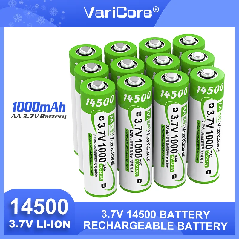 VariCore 3,7 V 1000mAh 14500 1410S con punta batería recargable de iones de litio para multímetro lámpara barredora cámara Digital Control remoto