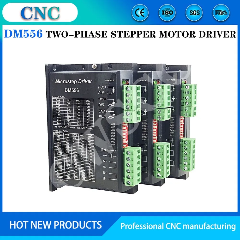 3PCS Stepper Motor Controller DM556 Cnc Controlle Nema17 Nema23 Motor Driver 128 Subdivision Dc 18-48V 5.6A For 42 57 86 Motor