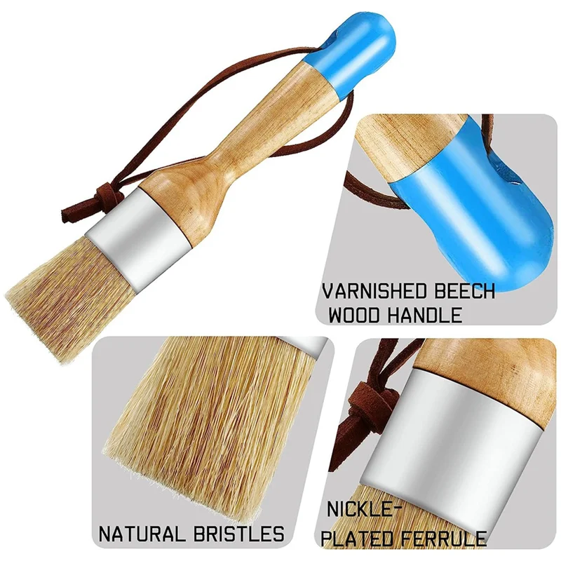 3 PCS Chalk And Wax Paint Brushes Oval Brush for Acrylic Painting Bristle Stencil Brushes for Wood Furniture Home Decor