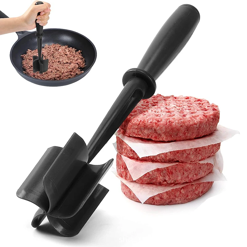 Picadora de carne de cocina, triturador de carne molida, espátula para mezclar, moler y golpear, raspador de carne para picar carne, 1/2 Uds.