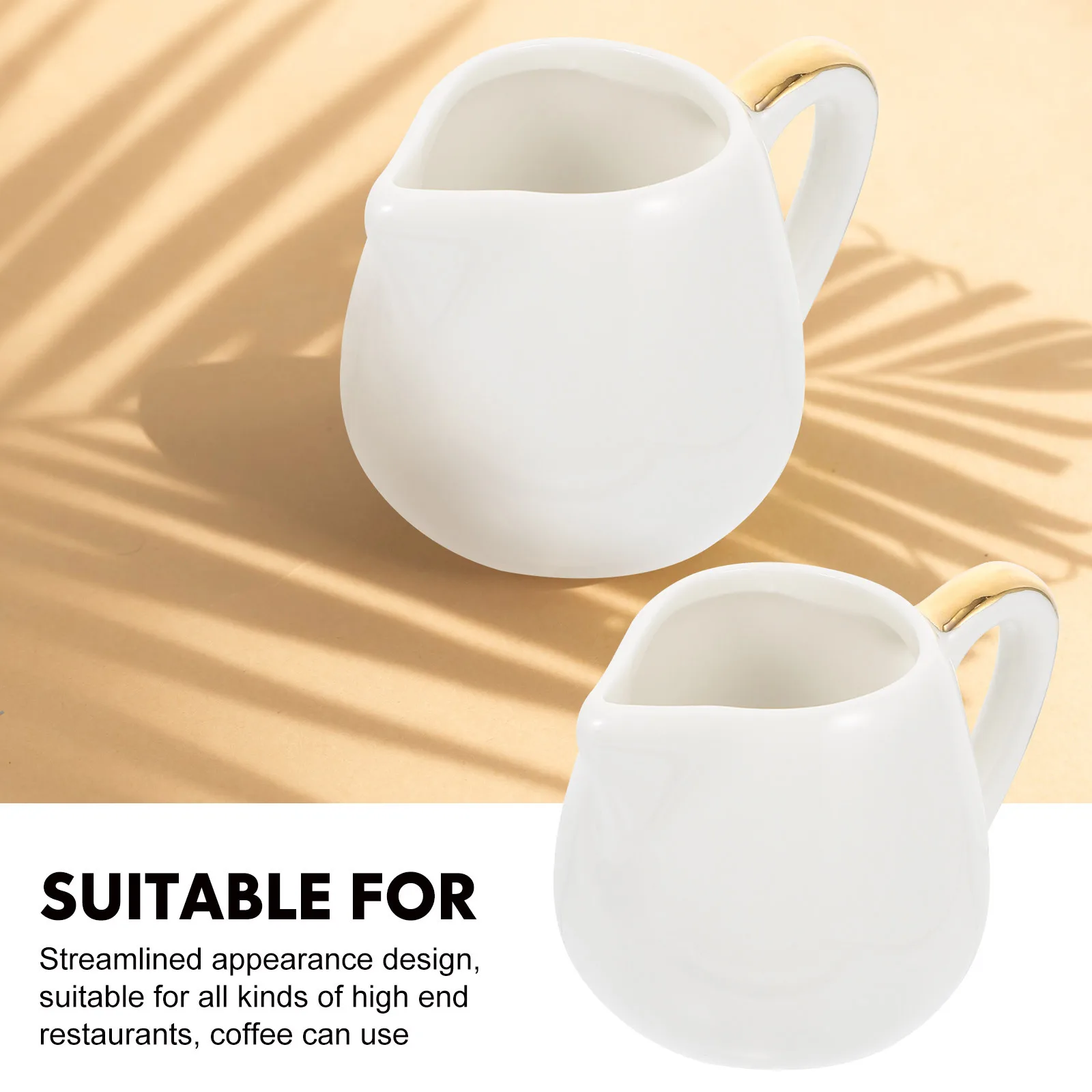 1Pcs Ceramic Milk Cup White Heat-Resistant Milk Container Creative Handle for Coffee Tea Cafe Restaurant Sauce Cup