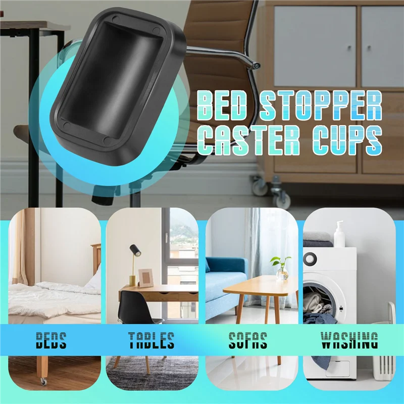 

A34R 4PCS Bed Stopper & Furniture Stopper Caster Cups Fits To All Wheels Of Furniture,Sofas,Beds,Chairs Prevents Scratches