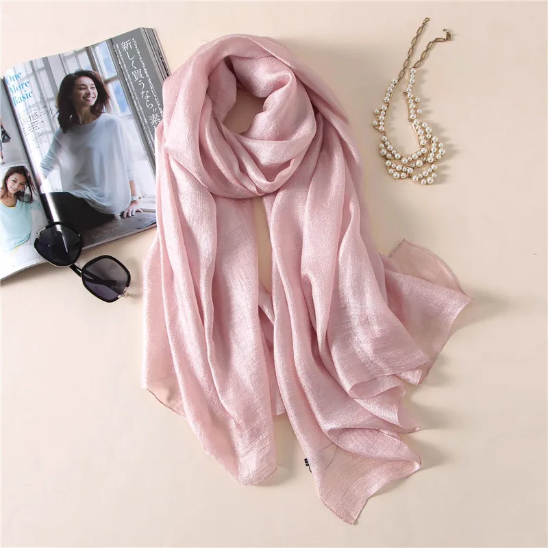 2023 luxus Marke Frauen Mode Schal Plain Solide Seide Leinen Schals Schals Sommer Dame Bandanas Pashmina Foulard Hijab 180*90 cm – Detail 27