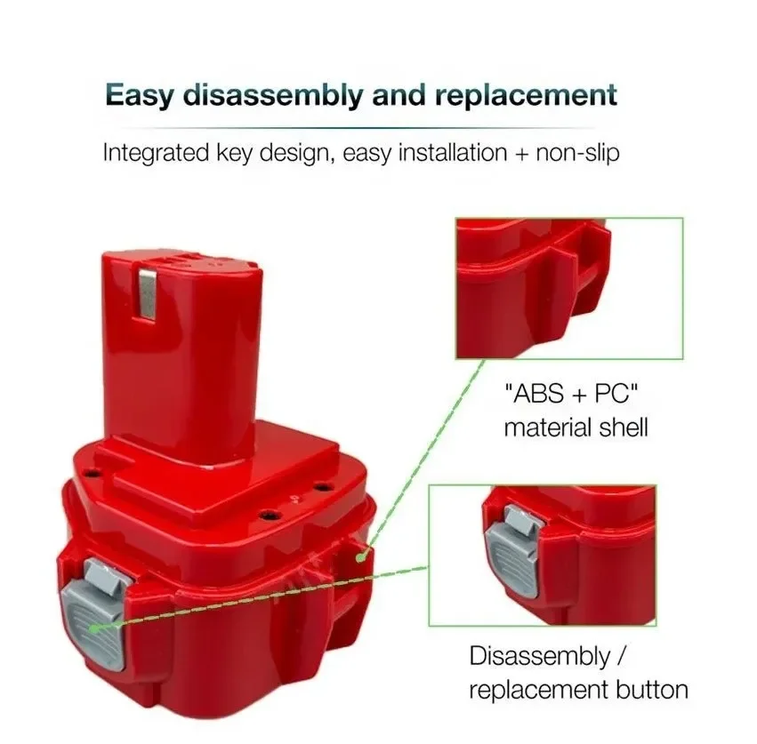 Batterie Ni-laissée adaptée pour PA12, 1222, 6271D, 6270D, PA12, 193981-6, 1234, 192597-4, 12V, 4,8 Ah, TSOZPN20045