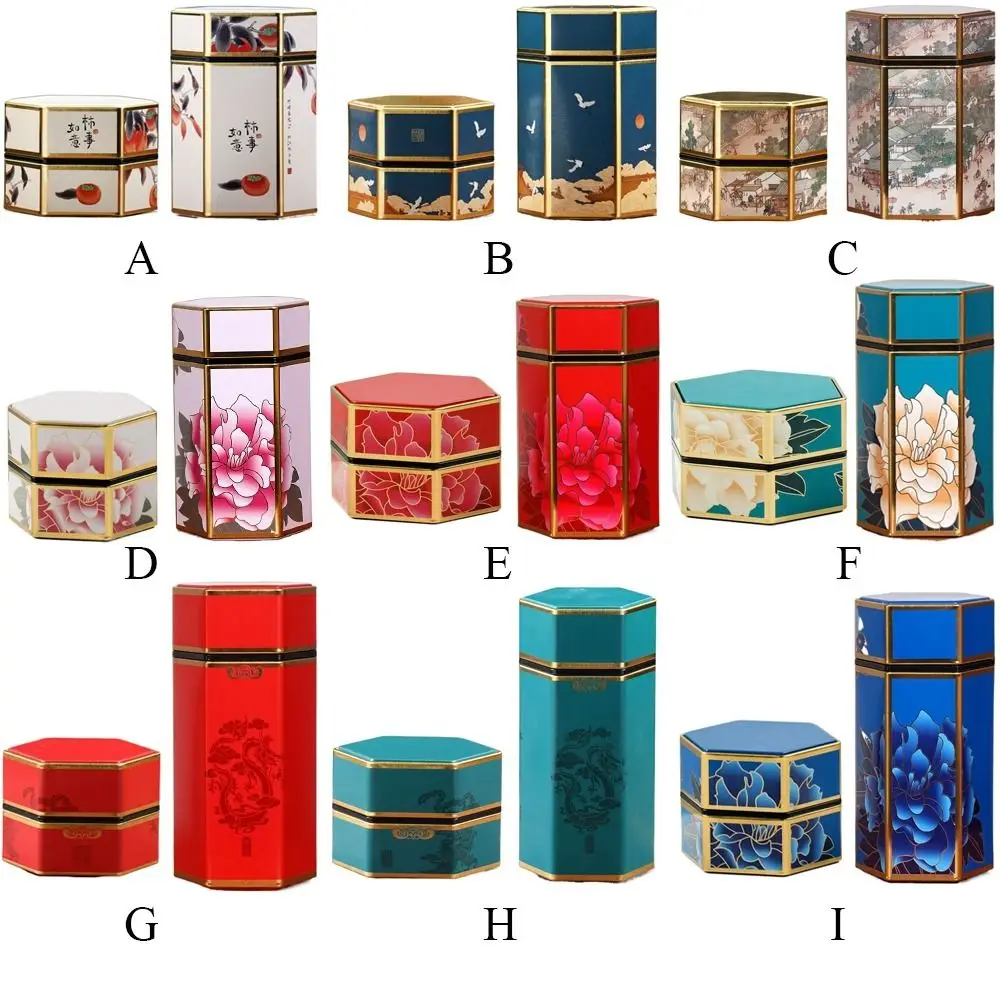 Portable Creative Tea Storage Container Hexagonal Sealed Empty Tea Box Tea Pot Tea Organizer Tea Storage Tank
