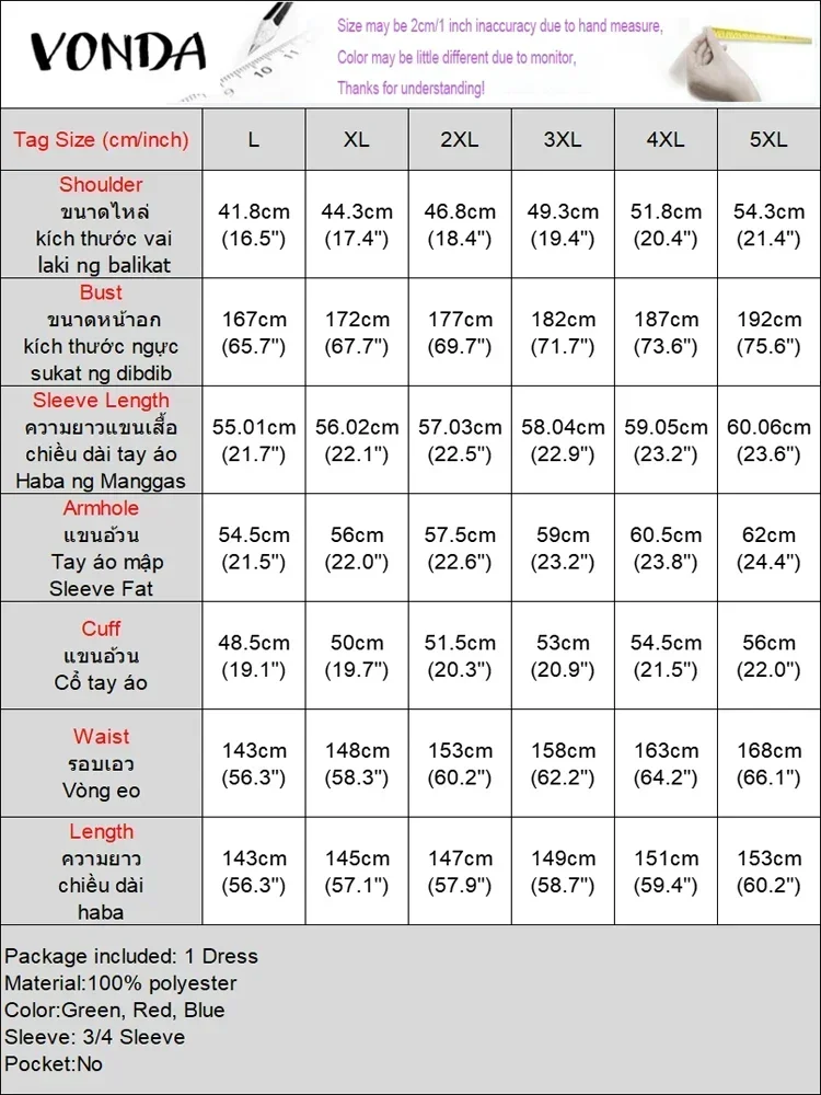 VONDA Vrouwen Plus Size Jurken Vintage Flare Mouw Satijn Maxi Zonnejurk V-hals Afdrukken Patchwork Lange Vestidos Party Gewaad 5XL