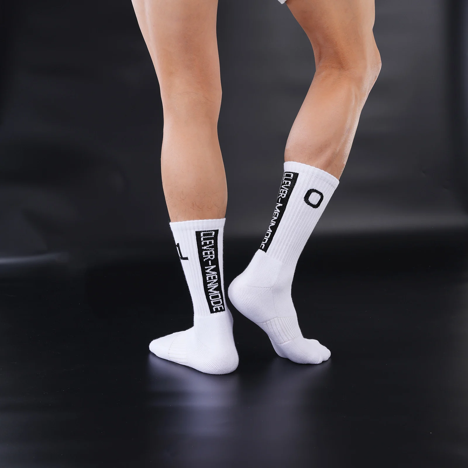 White Mid Calf Cotton Terry Towel Socks Number 1 0 Print 3A Antibacterial Thickened Comfort Sport Daily Casual Socks