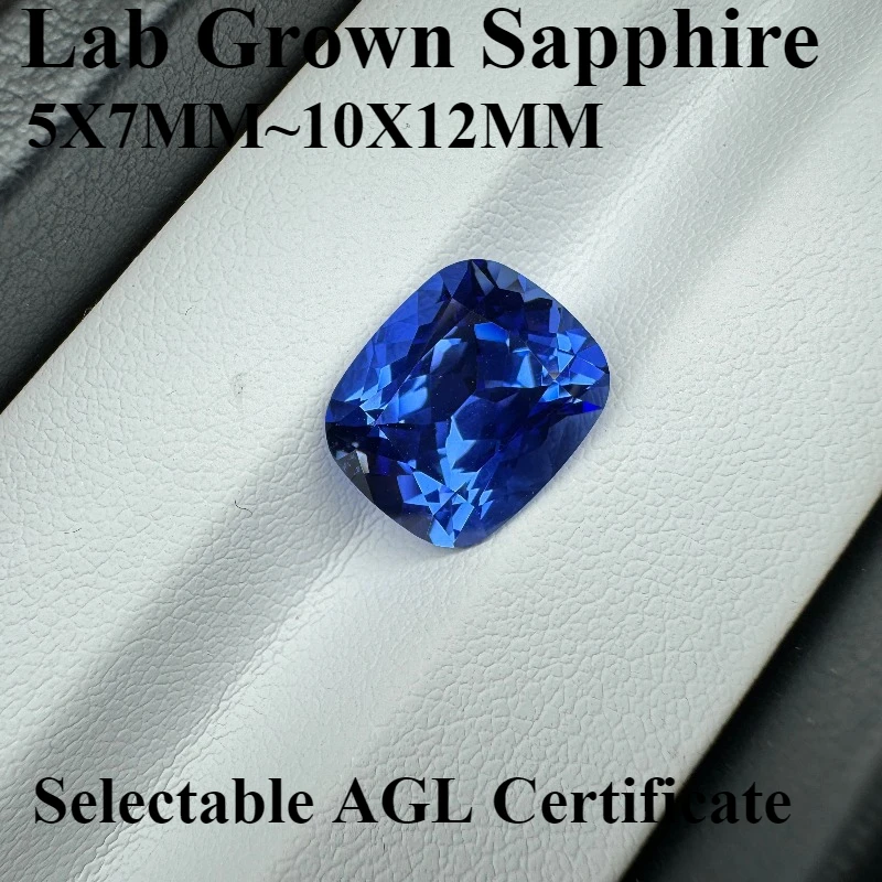 Królewski Niebieski Syntetyczny Szafir w Kształcie Prostokątnego Poduszki, Czystość VVS1, Kamień Szlachetny do Tworzenia Biżuterii DIY, Idealny na Prezent, z Certyfikatem