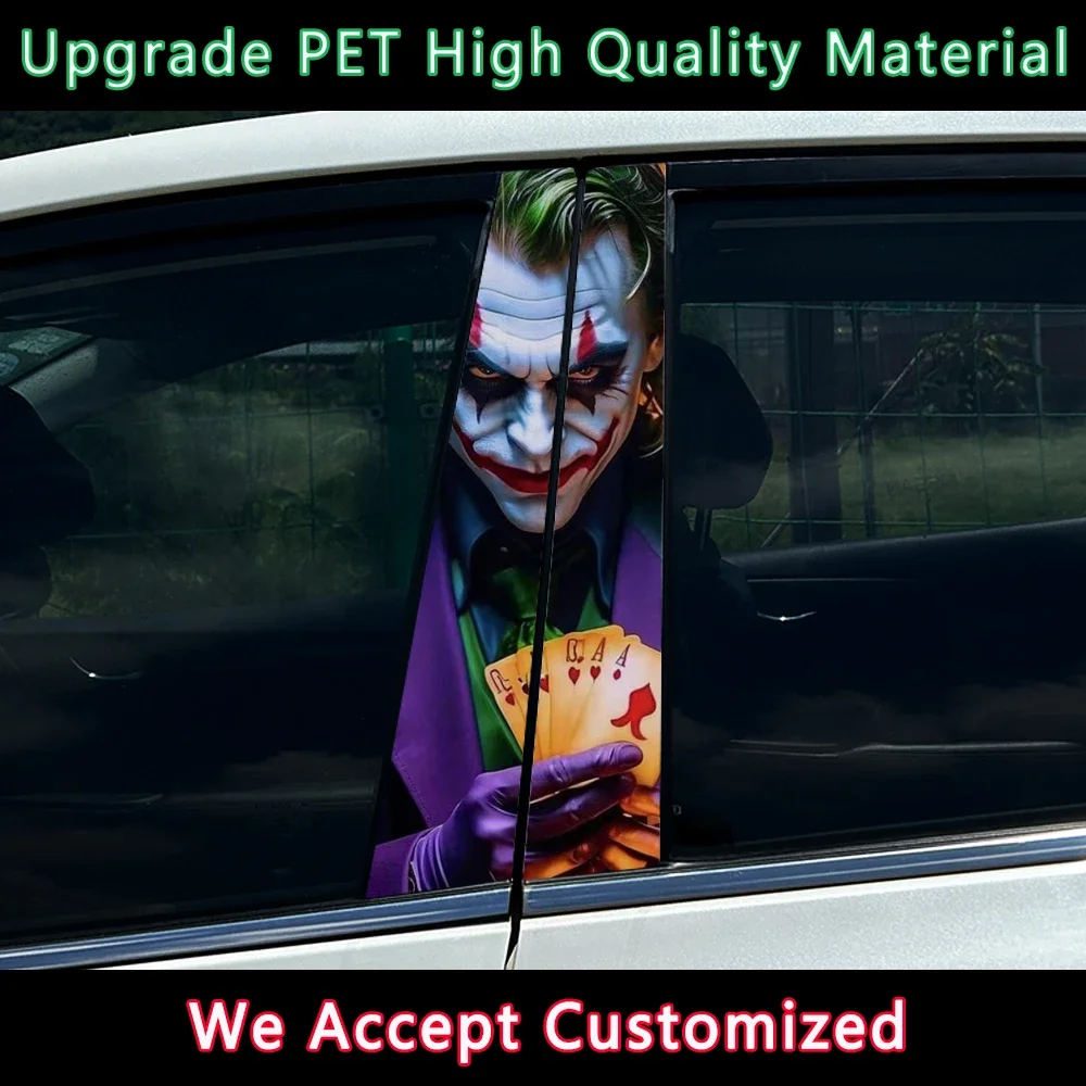 1pc JOKER Laughing Car B-pillar Stickers PET Waterproof Auto Center Pillar Sunscreen Decals Funny Letters Decors