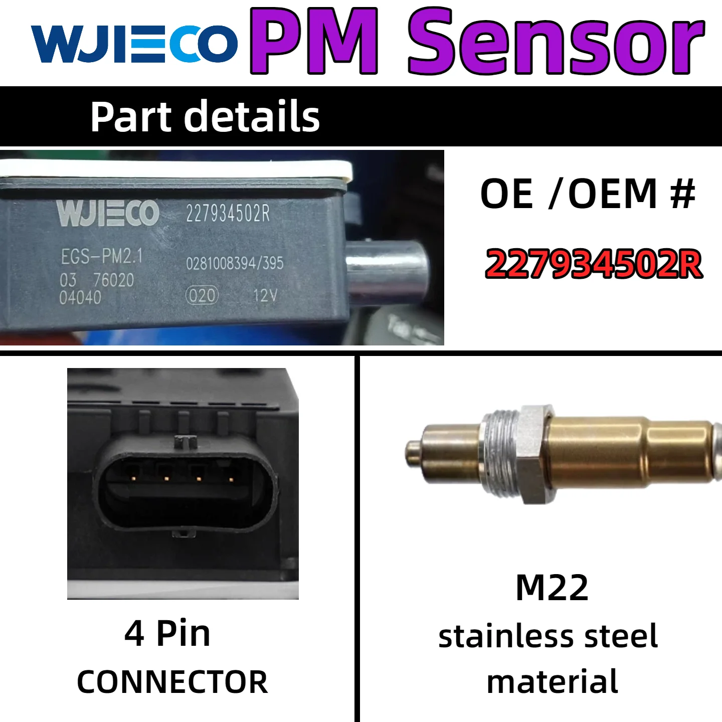 227934502R 0281008394 New Particulate Matter PM Sensor For Renault Express Duster II 1.5 BlueDCI 0281008394 0281008395