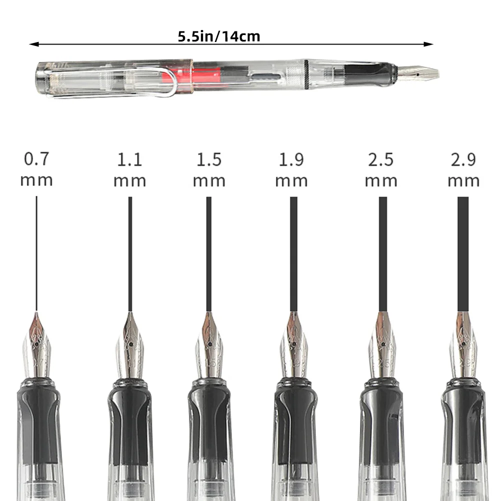 6pcs Transparent Fountain Pen Calligraphy Exercising Multi-Function Portable Writing Pen For Artists Students Office School Art