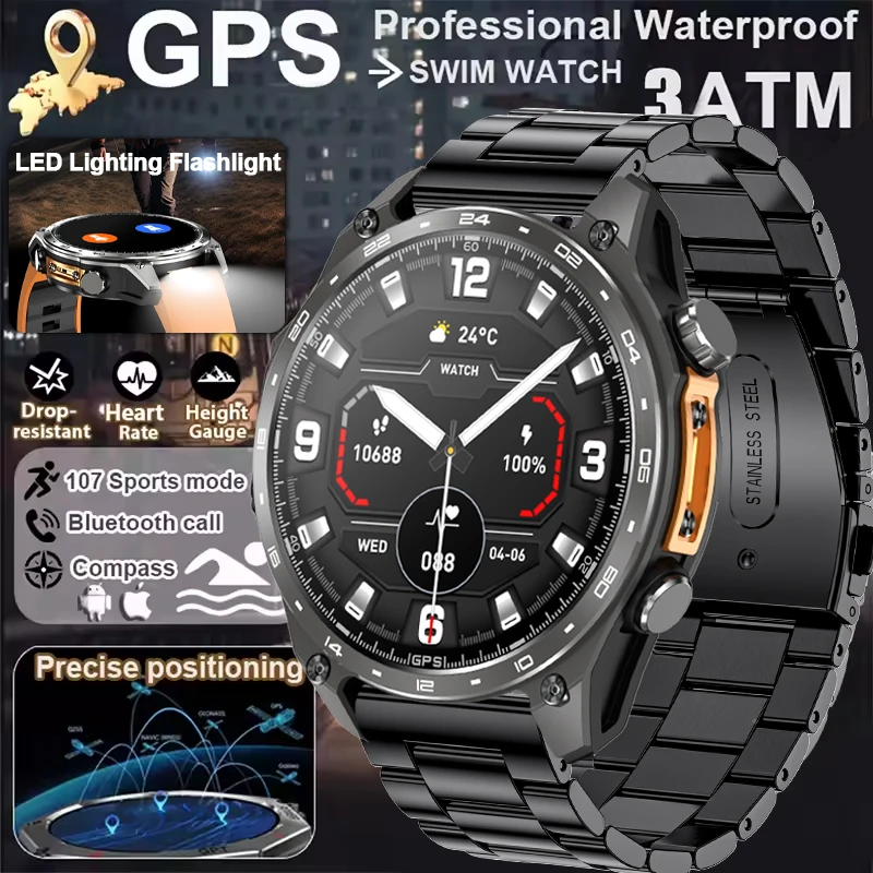 

2026Новые GPS SmartWatch Offline Maps 4 ГБ Память Видеоплеер Военный Спортивный Смарт-Браслет Мужской 30 м Водонепроницаемый Сапфир Для Плавания