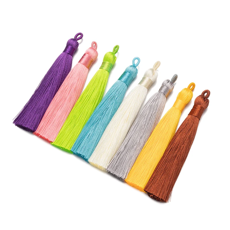 

10 шт. шелковых кисточек 8 см, разноцветные, для самостоятельного изготовления сережек, брелоков, подвесок, бахромы, фурнитуры для украшений, материалов для рукоделия