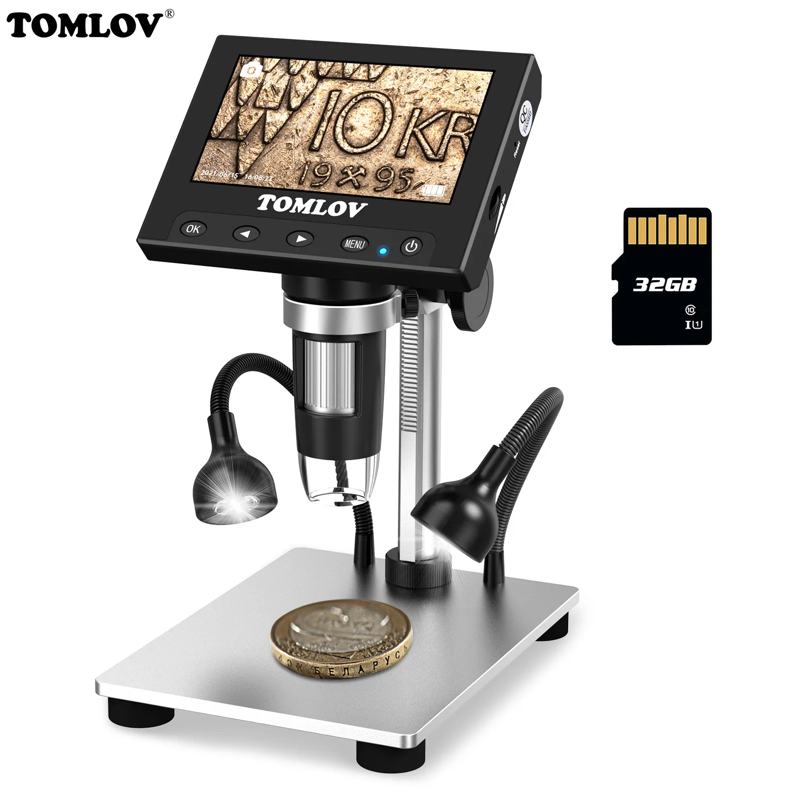 Tomlov-microscópio Digital para Reparação Eletrônica Solda de Bateria Coin 4.3 Polegada 1080p 501000x