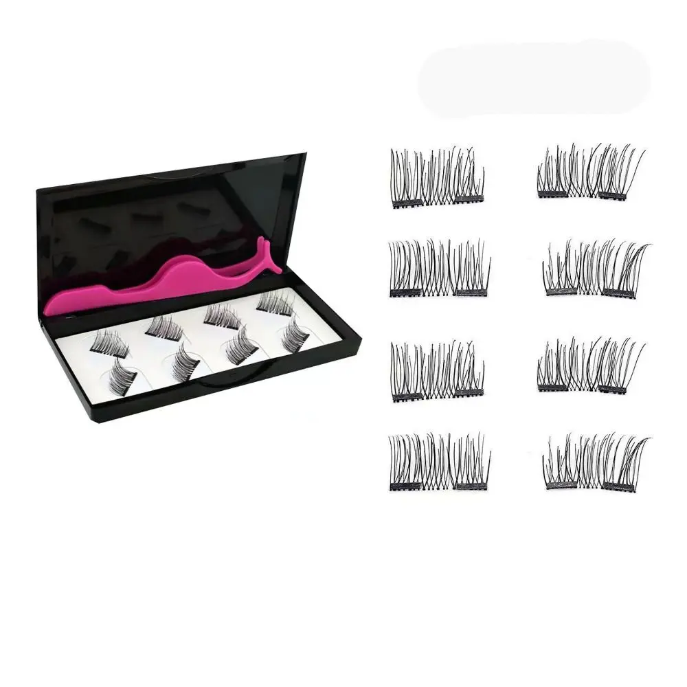 New Natural Look Magnetic Eyelashes Half Eye 2 Magnets Magnetic Lashes No Glue with Tweezers False Eyelashes