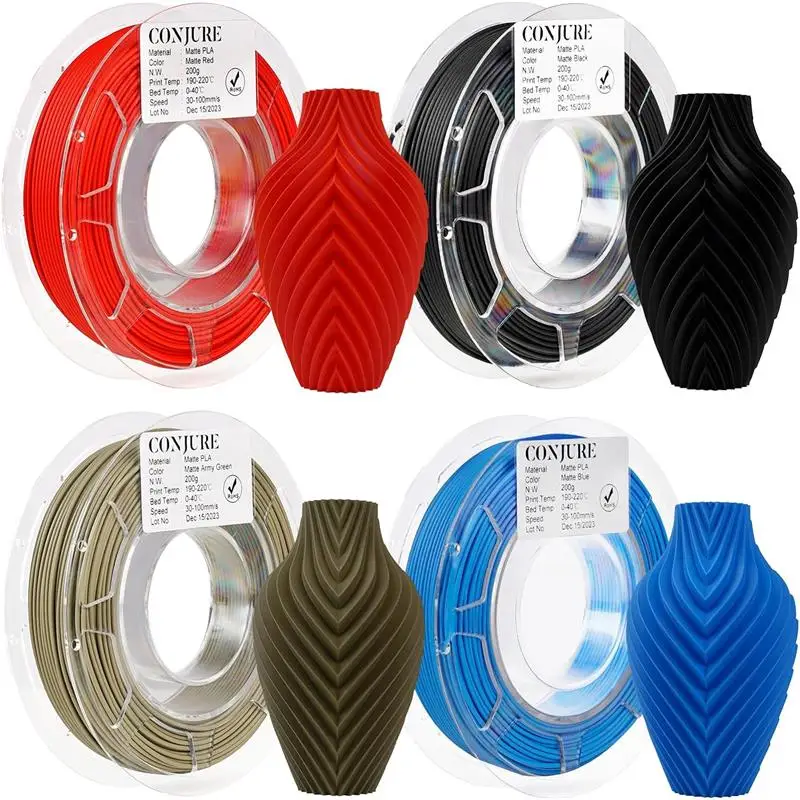 

Conjure Filament Matte PLA 1.75mm High Quality 4*200g For FDM 3D Printers Material