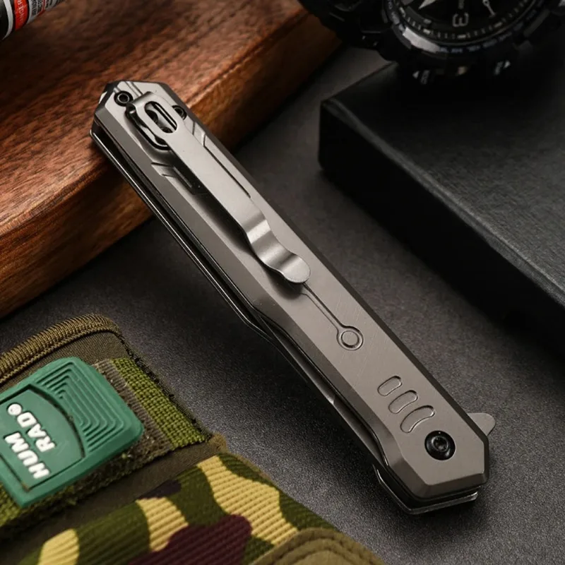 2024 New M390 Steel Folding Knife, High Hardness Pocket Knife with Sheath, Multi Knife EDC Survival Knife