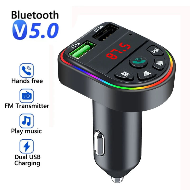 FM Transmitter 4.1A Bluetooth Handsfree Car Kit Dual USB Car Charger 3.1A 1A Wireless Audio Receiver U-disk Mp3 Music Player