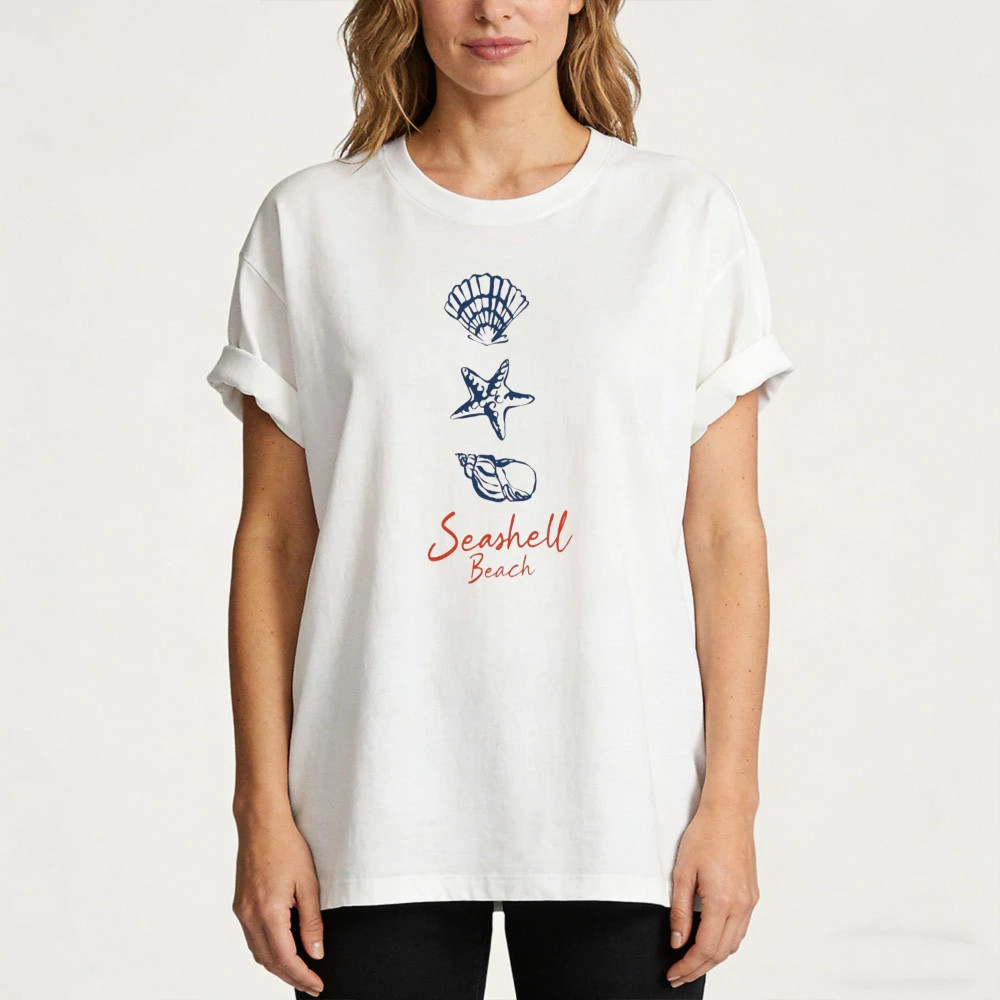Seashell Beach Shirt Beach TShirt Travel Shirt Seashells Tops Island Clothes Women Clothes Streetwear Print T Shirts