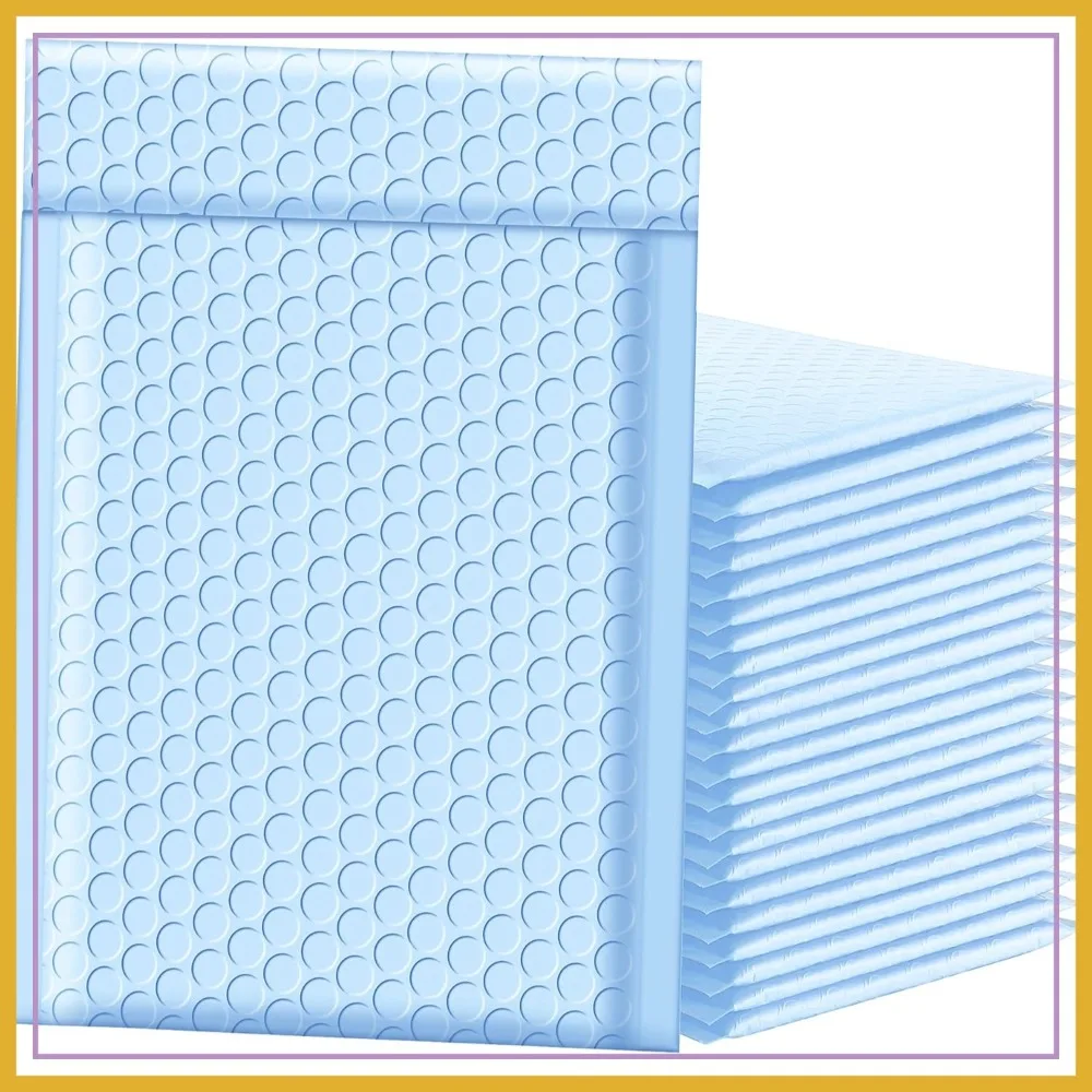 

Light Blue Bubble Mailers 6x10 Inch 50pc, Self Seal Padded Envelopes, Opaque Matte Shipping Bags for Small Business