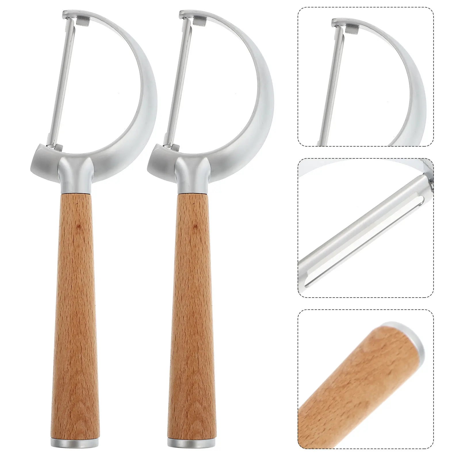 مقشرة فواكه بمقبض خشبي ممتاز من الفولاذ المقاوم للصدأ للخضروات والبطاطس والجزر والخيار ملحقات المطبخ تصميم مريح للمنزل