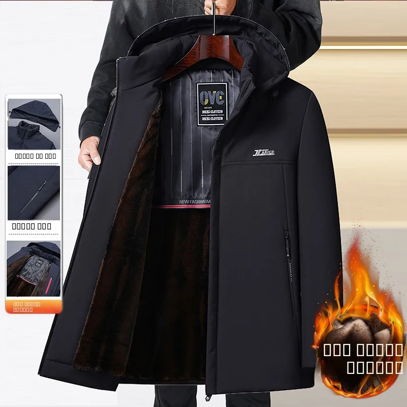

Men's Winter Thiened Fce Lined Cotton Jaet Loose Fit Warm Parka Coat Long Sle Casual Wear Daily Ocn