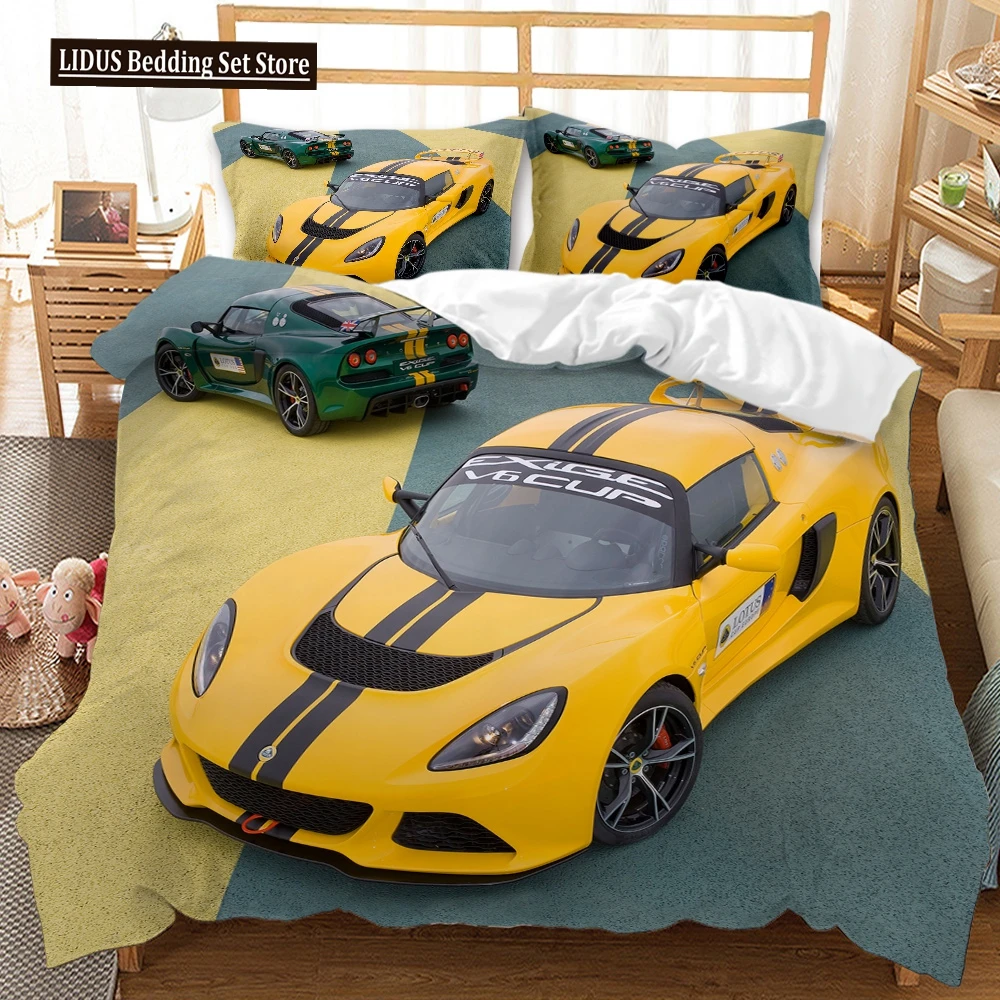 

Sports Car Duvet Cover Set 3D Printed Cool Speed Racing Car Automobile Style Teen Boys Bedding Set Queen Polyester Quilt Cover