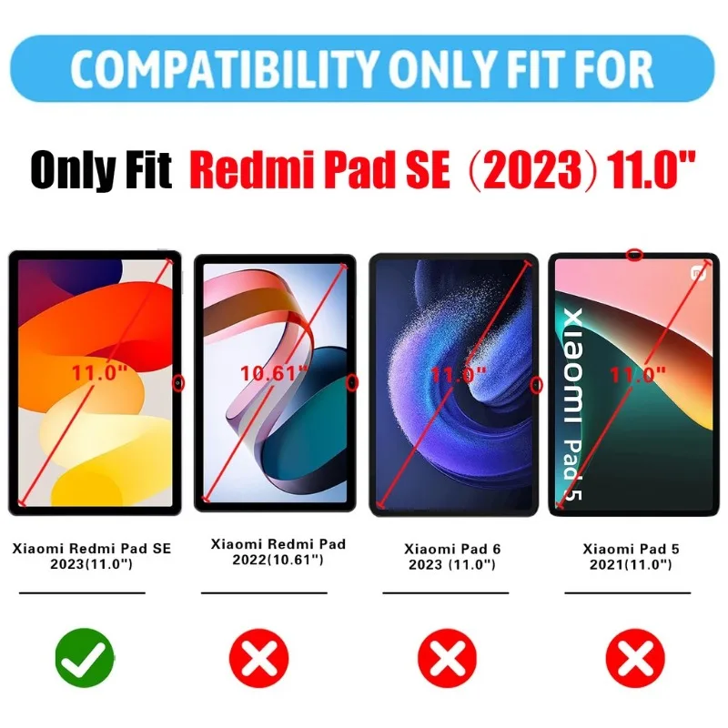 (3 упаковки) Закаленное стекло для Xiaomi Redmi Pad SE 11 2023 полное покрытие Защитная пленка для экрана планшета