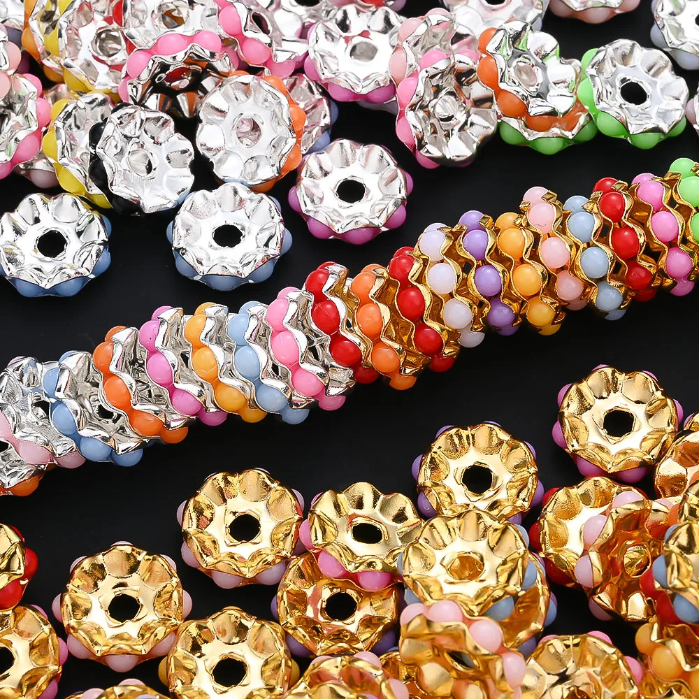 5/20 Stück 12mm Acryl-Legierungs-Abstandsperlen in Bonbonfarben, gewellte Blumenperlen für DIY-Schmuckherstellung, Armbänder, Halsketten, Bastelarbeiten – Detail 2