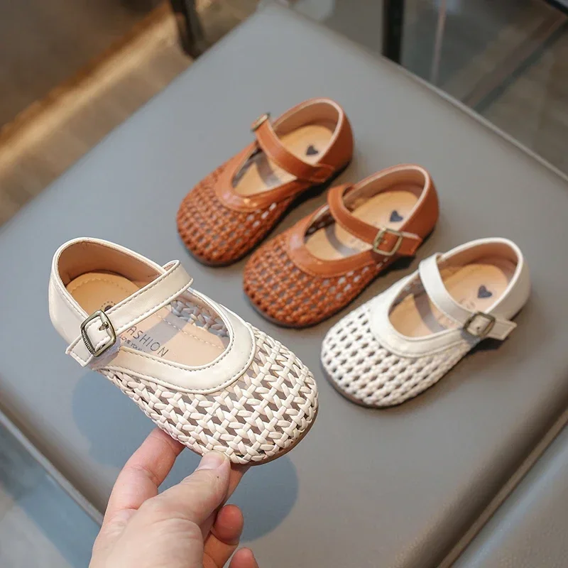 

Baby Girls Woven Sandals Summer Children Princess Shoes Kids Barefoot Beach Sandals Soft Sole Anti Slip Lightweight Infant Shoes