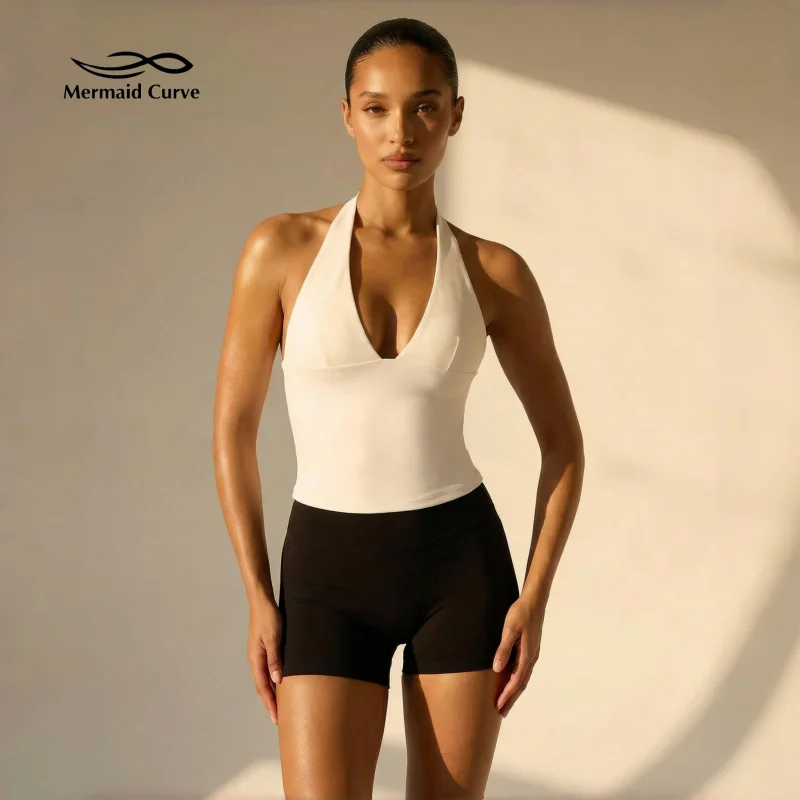 

Женский спортивный топ-халтер для фитнеса и йоги, бесшовный, без спинки, для тренировок, летняя одежда для занятий спортом