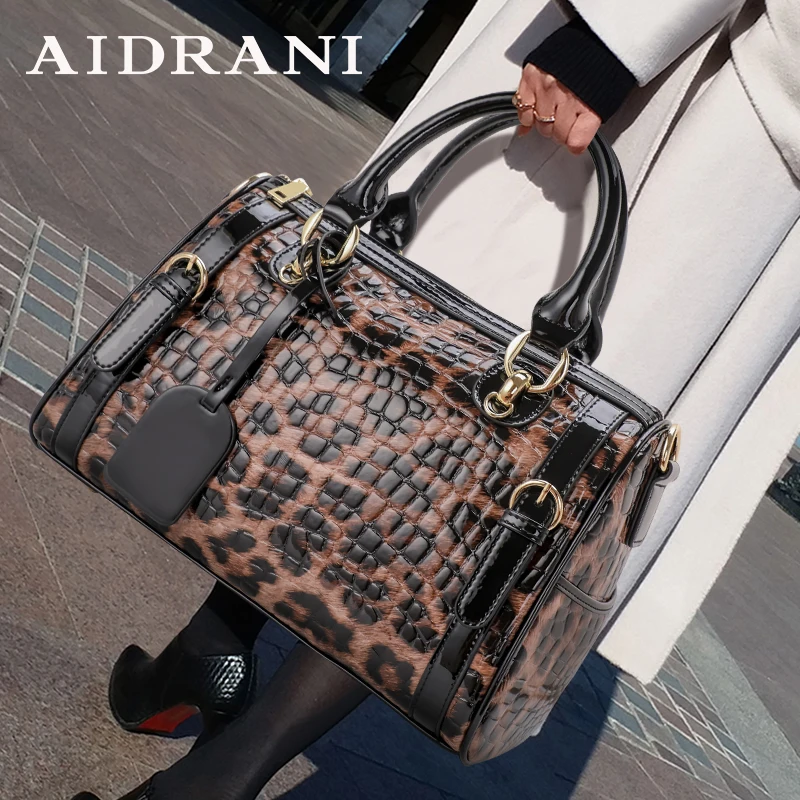 Aidrani Original design women\'s handbag with large capacity and fashionable leopard print bag made of high-quality cowhide