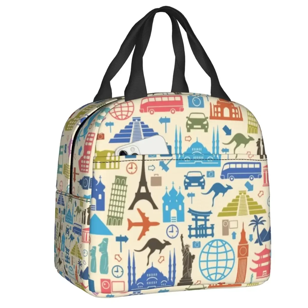 Eiffel Tower Spring Art Portable Lunch Box Women Leakproof Cooler Thermal Food Insulated Lunch Bag Office Work