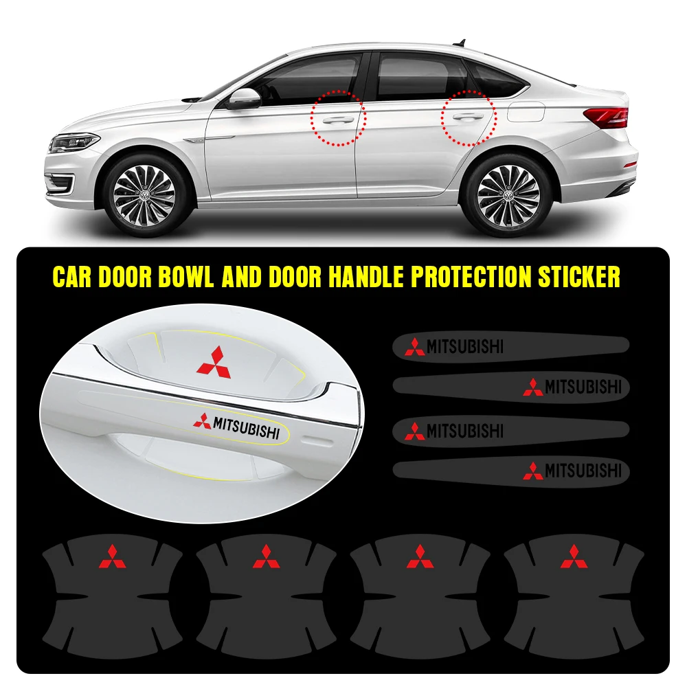 4/8Pcs Door Handle Bowl Protection Film Anti-Scratch Sticker For Mitsubishi ASX Competition Pajero l200 Colt Evolution Mirage