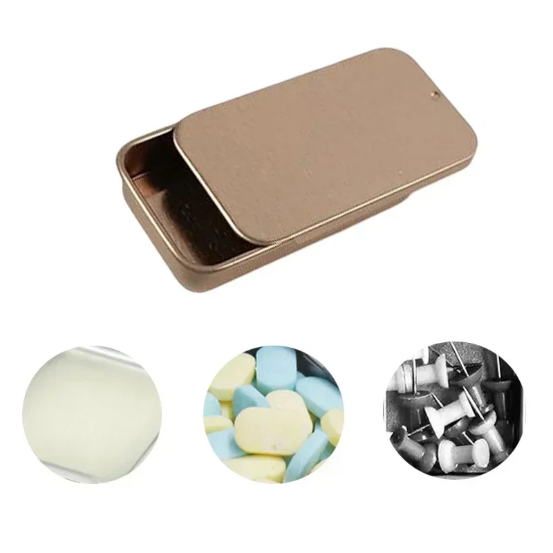 20pcs 60*34*11mm Rosegold Tin Box Mini Push-pull Empty Tinplate Boxes Candy Pill Cases Eyelashes Eyeshadow Stick Storage Box