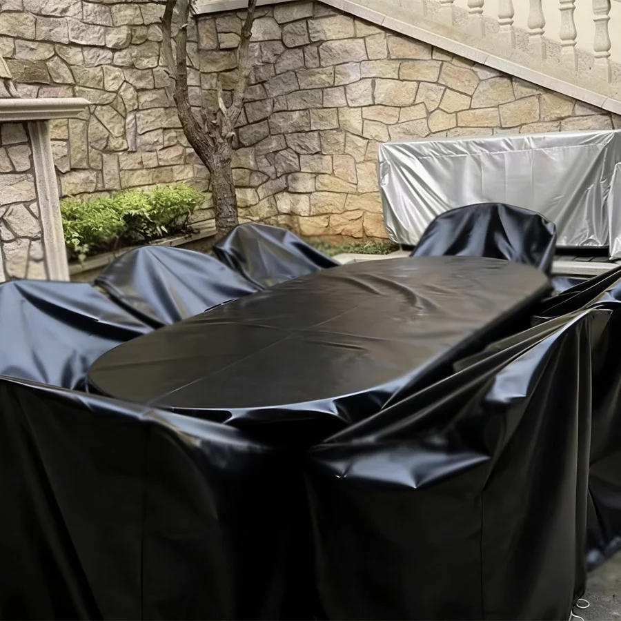 防雨、日焼け止め、PVC防水布、防塵、一体型保護カバー、屋外用家具ベンチ