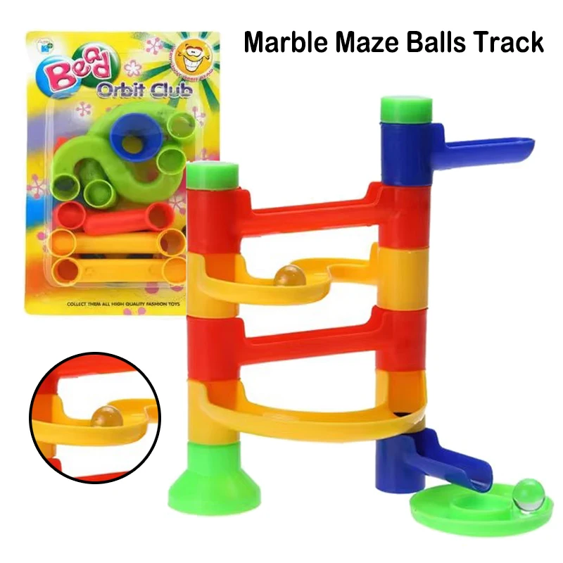 3D Maze Ball Roll Toys for Kids DIY Marble Run Race Track Rolling Ball Building Blocks Montessori Educational Toys Children Gift