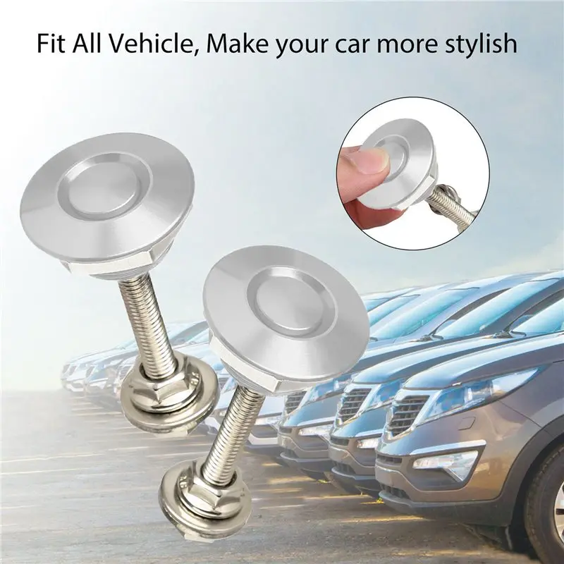 ABOG 40X Quick Release Push Hood Latch Button Car Pin Bonnet Lock Bumper Clip Latches Silver