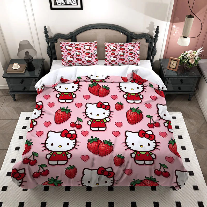 my-melody-3pcs-duvet-cover-set-3d-pixel-game-console-microfiber-bedding-with-2-pillowcases-for-girls-bedroom-decor