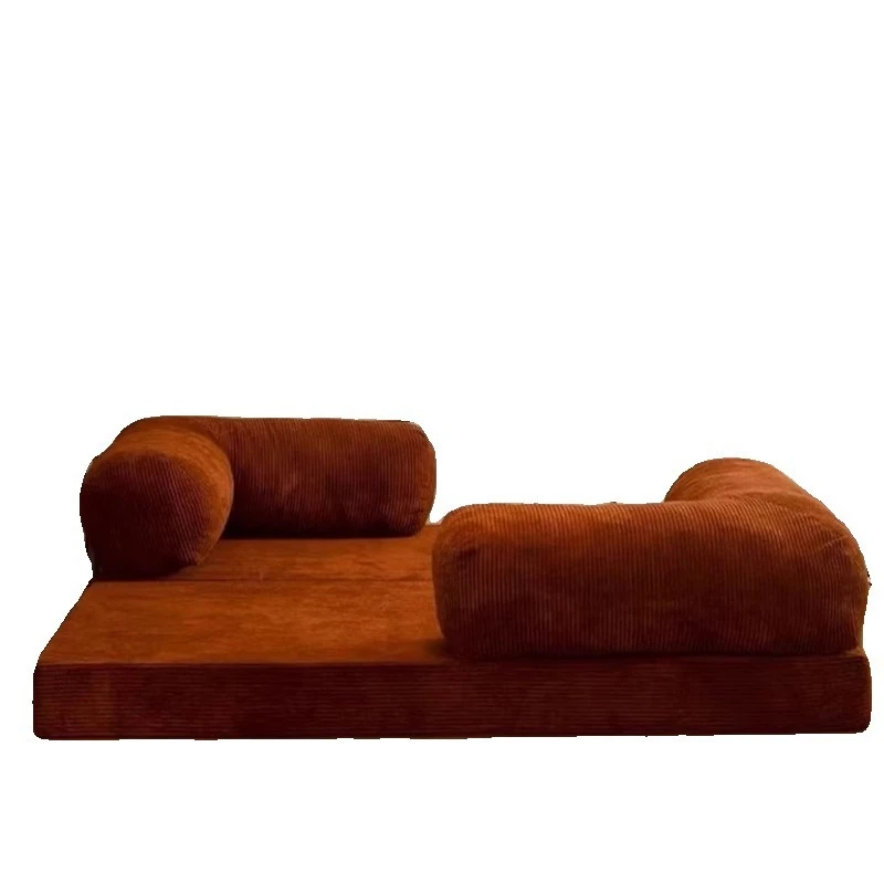 Retro fabric sofa, small apartment dismantling and washing folding lazy sofa bed living room