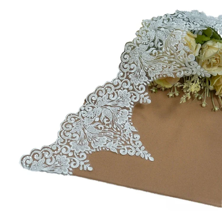 

5-10-15Yards.Superior Quality White Sewn Bead Lace Lace Head Veil, Wedding Dress,Decorative Accessories, Lace Handmade DIY .